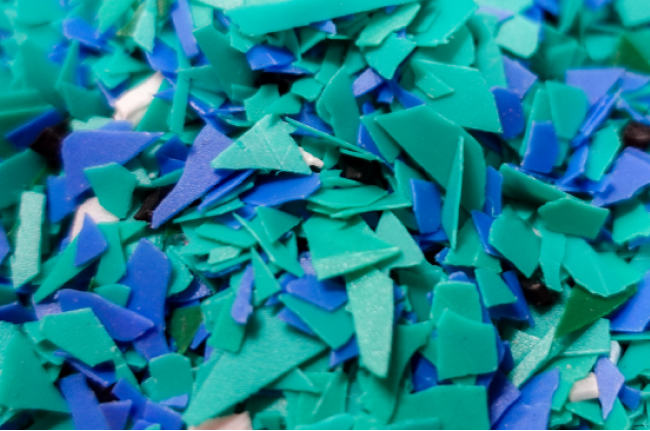 bottle flakes in the recycling process